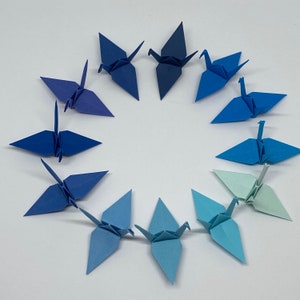 96 Origami Cranes Shades of Blue Japanese Paper Sizes S, M and L available image 7