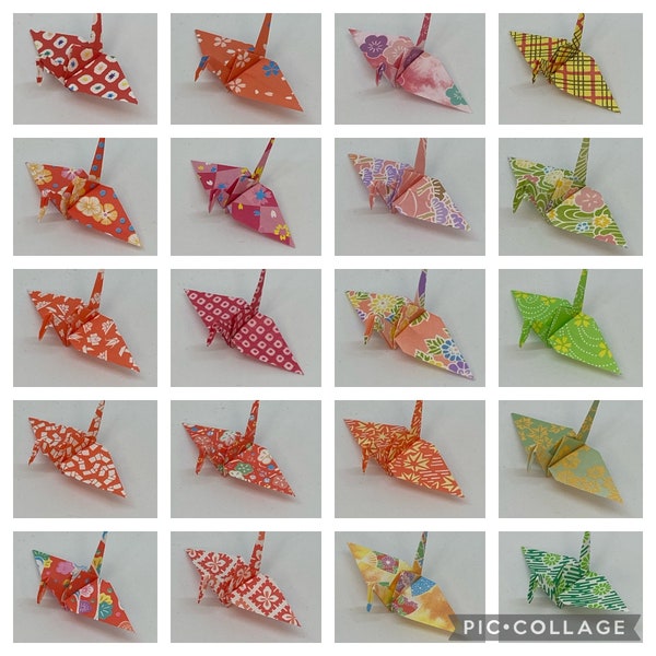 120 Origami Kraniche - Druck Chiyogami Nr. 23 - Japanisches Papier - WÄHLE Größe S, M oder L