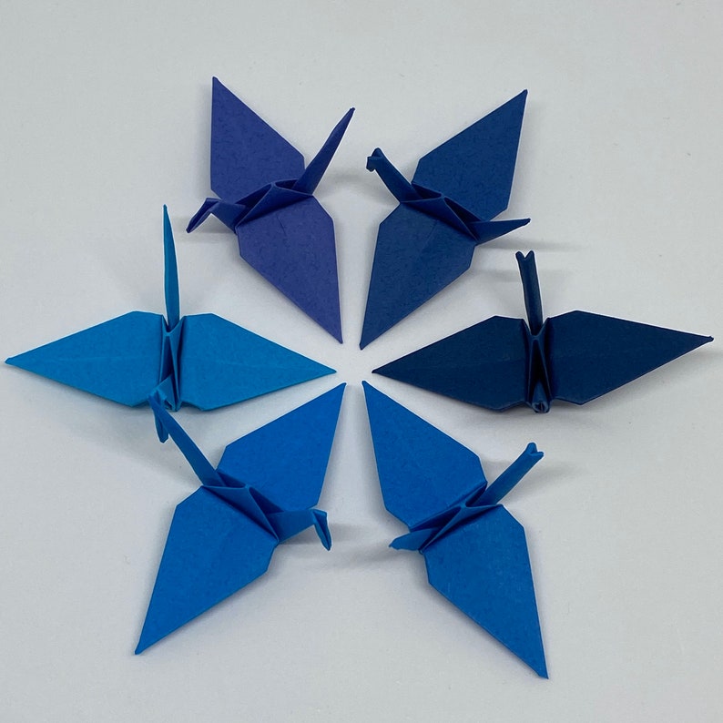 96 Origami Cranes Shades of Blue Japanese Paper Sizes S, M and L available image 6