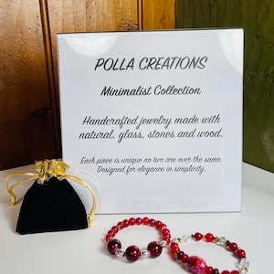 Personalized Bracelet Set for Women – Natural Stone Handmade Jewelry Stack – Custom Name Crystal Boho Wood Bracelets – Unique Gift for Her