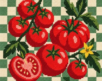 Tomatoes Needlepoint Chart PDF, 13 14 18 Mesh, Printable Kitchen Pattern, DMC Colour Key, Instant Download