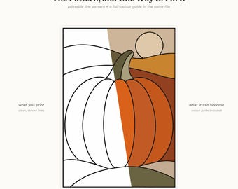Kinusaiga Pumpkin Pattern, No Sew Fabric Art PDF, 3 Sizes for 5x7 6x6 8x10 Frames, Fall Fabric Mosaic, Beginner Friendly