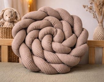 Tresse déco enfant 3 brins |  Coussin long tressé | Décoration chambre | Coussin fait main | Accessoire