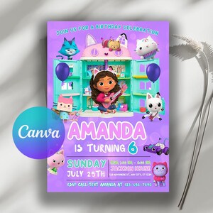 Editable Gabby's Dollhouse Birthday Invitation (Digital Download)