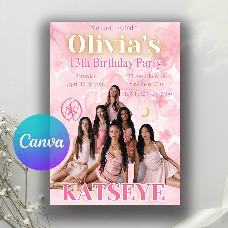Girl Group Inspired | Birthday Invitation | Editable Canva Template ...