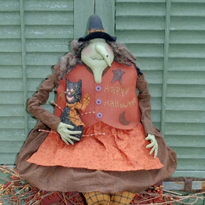 Instant Download PDF PATTERN DIY Craft Sewing Pattern for a Folk Art Witch Doll Halloween Rustic Primitive Farmhouse Home Decor