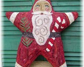 The Country Cupboard Primitive Folk Art Hooked Rug Hooking Rustic Farmhouse Christmas Holiday Decor Santa Star Paper Pattern DIY Craft