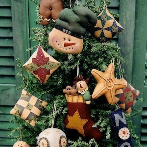 The Country Cupboard Primitive Folk Art Christmas Tree Ornaments Craft Sewing PDF E-Pattern Instant Download