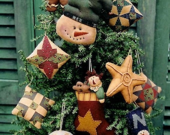 The Country Cupboard Primitive Folk Art Christmas Tree Ornaments Craft Sewing PDF E-Pattern Instant Download