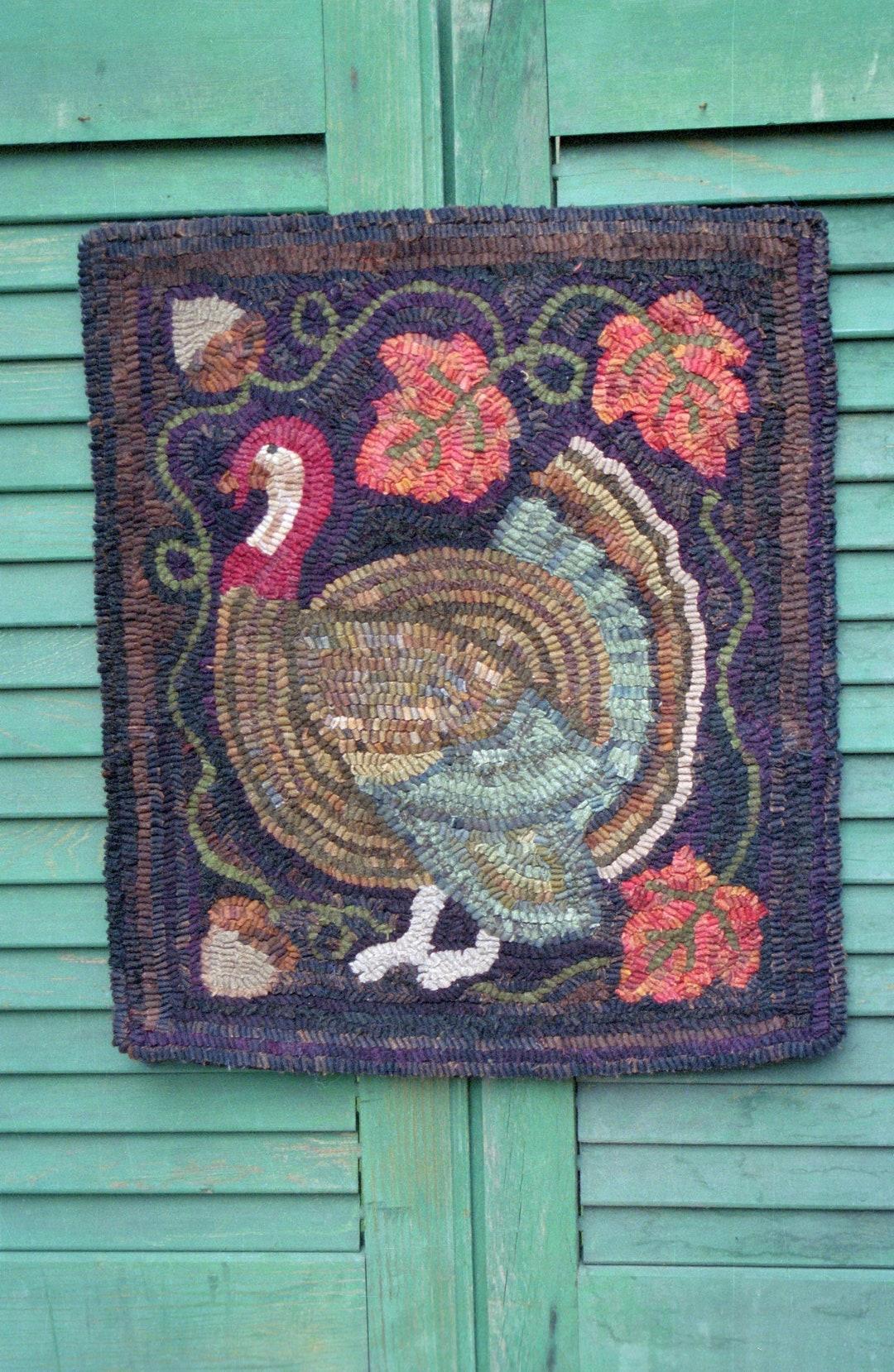 Turkey Hook Rug Folk Art Turkey Rug Hooking Pattern: Thanksgiving Decor (PDF Pattern ...