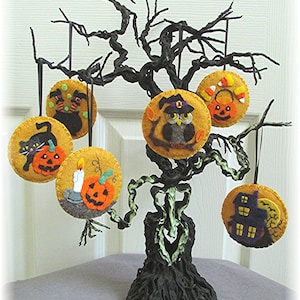 Wollfilz Applikation Pfennig Teppich Rustikal Halloween Kürbis Dekor Ornamente Untersetzer/Mug Rug Kerze Matte Instant Download PDF DIY Craft Pattern