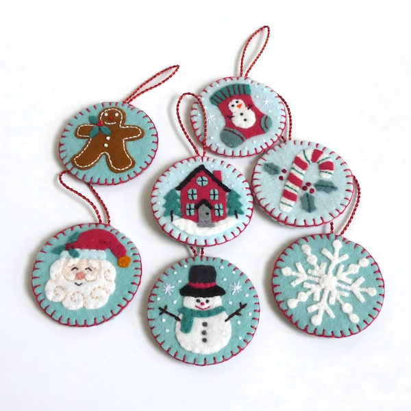 Vilt kerstornamenten PDF-patroon voor appliqué of borduursel Direct downloaden