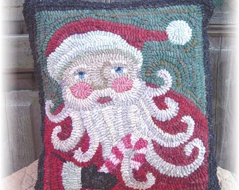 Folk Art Santa Pillow PDF Pattern: Rug Hooking or Wool Applique (Digital Download)