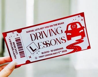 Foiled Driving Lesson Voucher, Learner Driver Gift, Unique Driving Experience