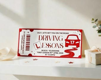 Foiled Driving Lesson Voucher, Learner Driver Gift, Unique Driving Experience