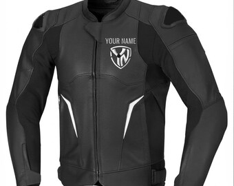 Chaqueta de motociclista personalizada hecha a mano, color negro / Equipamiento para deportes de motor estilo motociclista