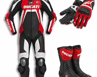 Traje de motociclista para hombre: guantes y zapatos de cuero para motociclistas (impuestos pagados).