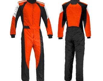 Handmade Go Kart Racing Suit Set Orange | Driver Custom Motorsport Karting Gear With Gifts