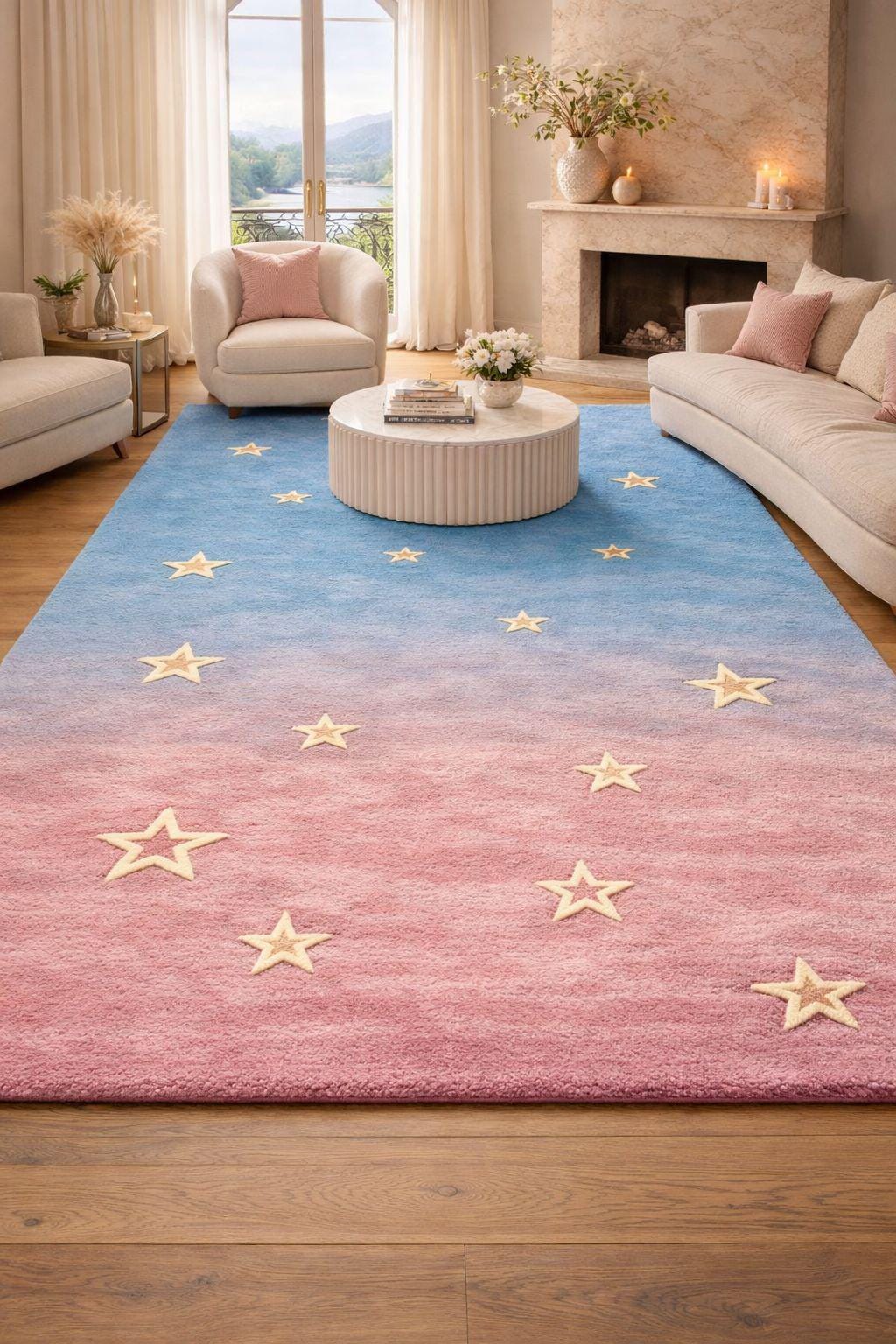 Azula Gradient Rug Pastel Gradient Star Rug – Pink Blue Galaxy Style Area Carpet (custom ...