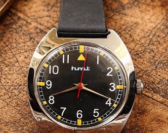 HMT Mechanical Watch | Black Dial Stainless Steel Retro Timepiece