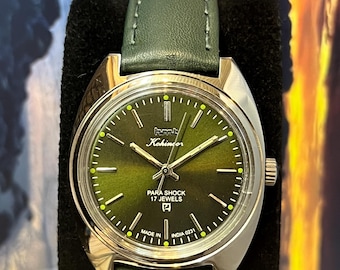Vintage HMT Kohinoor Mechanical Watch – Green Sunburst Dial, 17 Jewels Hand Winding