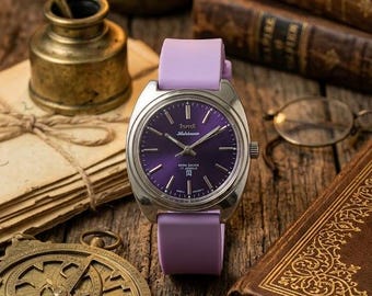 Vintage 1980s HMT Kohinoor Men's Watch | Purple Sunburst Dial, Hand Winding Mechanical