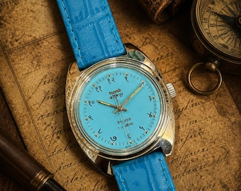 Vintage HMT Kohinoor Watch | Blue Dial, Devanagari Numerals, Mechanical Wristwatch