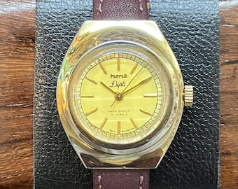Vintage HMT Dipti Gold Dial Para Shock Mechanical Watch | Made in India