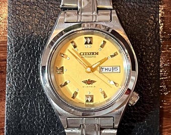 Vintage Citizen Seven Star Automatic Ladies Watch | Gold Sunburst Dial, Day Date, Original Bracelet