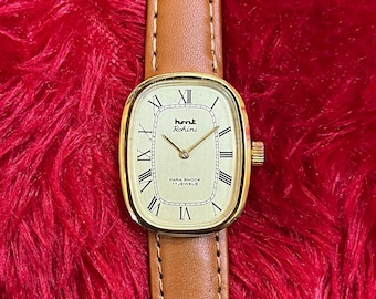 Vintage HMT Rohini Ladies Tank Watch | Gold Roman Dial, 17 Jewels Mechanical