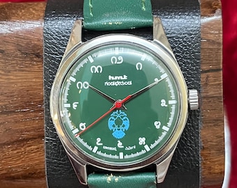 Vintage HMT Gandabherunda Watch | Green Kannada Dial Mechanical Mens Wrist watch