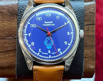 Vintage HMT Mechanical Watch | Blue Kannada Dial, 17 Jewels Hand Winding, Made in India