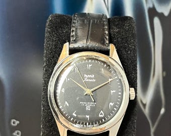 Vintage HMT Janata Mechanical Watch – Rare Black Dial, Urdu/Arabic Numerals, 17 Jewels Timepiece