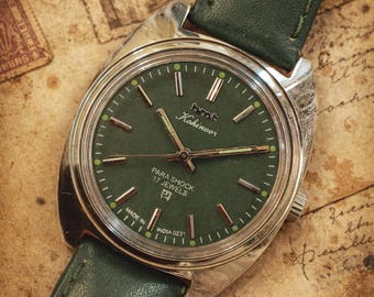 Vintage HMT Kohinoor Green Dial Hand-Winding Mechanical Watch | 17 Jewels Indian Classic Men's