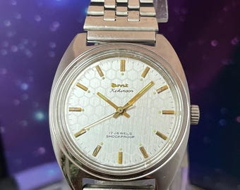 Vintage HMT Kohinoor Watch | White Honeycomb Dial, Transparent Case Back, 17 Jewels
