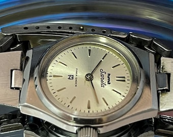 HMT Sarita Para Shock Vintage Mechanical Watch | Silver Sunburst Dial | Indian Heritage Wristwatch