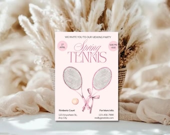 Invitación de tenis editable, plantilla de invitación para fiesta de cumpleaños de tenis, invitación para el 40 cumpleaños de tenis, descarga instantánea de invitación para fiesta de tenis