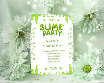 Invitación para fiesta de slime: Cumpleaños infantil, editable e imprimible (descarga instantánea)