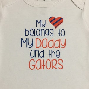 Personalized baby sports one piece creeper or tshirt * Daddy&#39;s girl * Florida Gators * your team * your colors