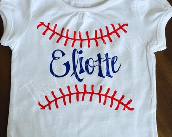 Personalized girl's baseball shirt * stitches * sports* name