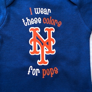 Personalized baby baseball one piece creeper or tshirt Daddy's boy grandpa Mets New York image 2