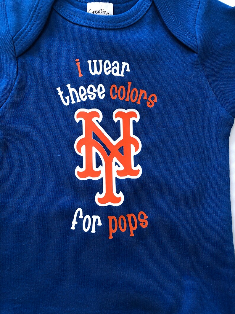Personalized baby baseball one piece creeper or tshirt Daddy's boy grandpa Mets New York image 2