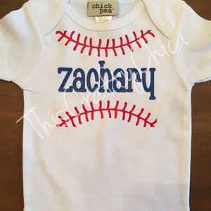 Personalized baby baseball creeper * baby boy * stitches* sports* name
