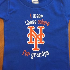 Personalized baby baseball one piece creeper or tshirt Daddy's boy grandpa Mets New York image 1