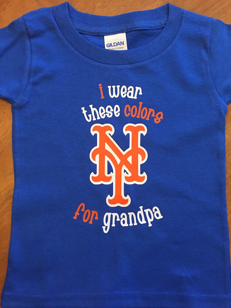 Personalized baby baseball one piece creeper or tshirt Daddy's boy grandpa Mets New York image 1