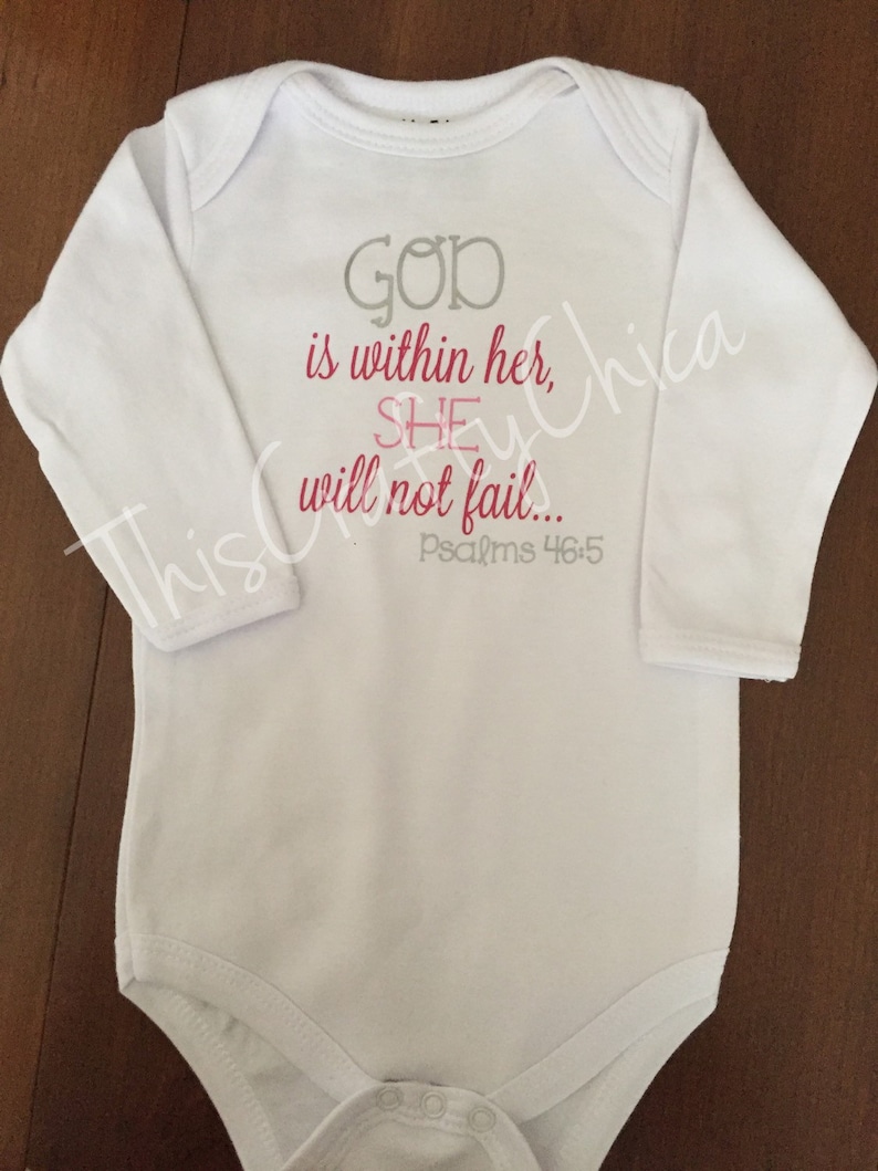 Psalms 46:5 blessed scripture Personalized baby onesie long sleeve or short sleeve baby girl