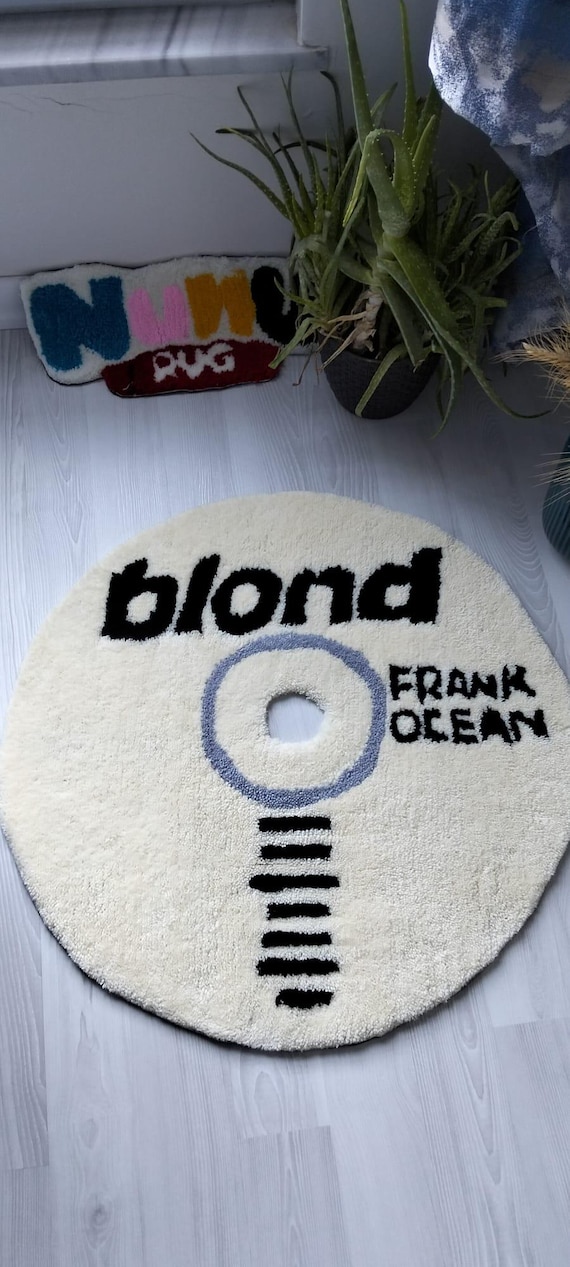 Blonde CD Tufted Rug, Frank Ocean Inspired Rug, Aesthetic Round Tufted Carpet, Handmade Punch Needle Rug, Music Album Rug Decor, Custom Rug