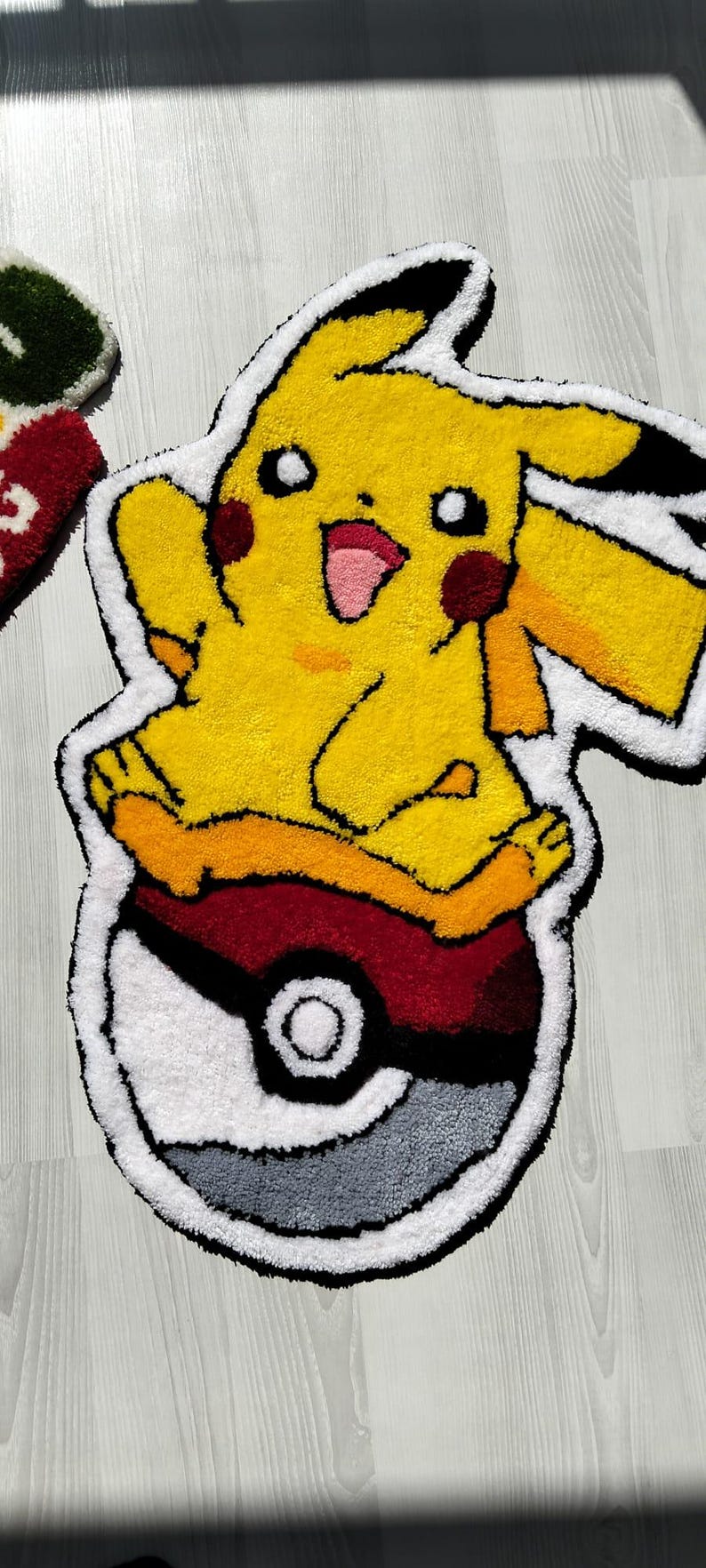 Pikachu Rectangle Rug Handmade Pikachu Pokeball Tufted Rug, Punch Needle Gamer Room Decor - Etsy