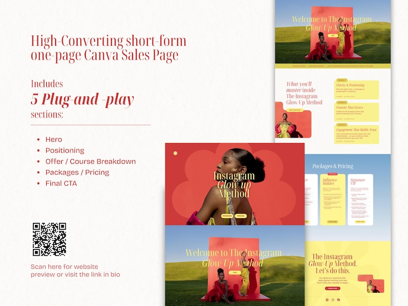 Mini Canva Sales Page Template for Course Creators | One-Page Conversion Layout | Instant Download image 2