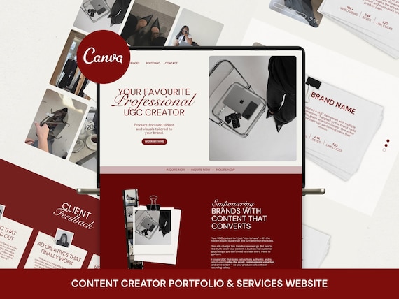 UGC Portfolio Canva Website Template: Media Kit, Services & Pricing Page
